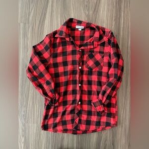Sangtree Red and Black Plaid Button Down Flannel Shirt size 180 (M)